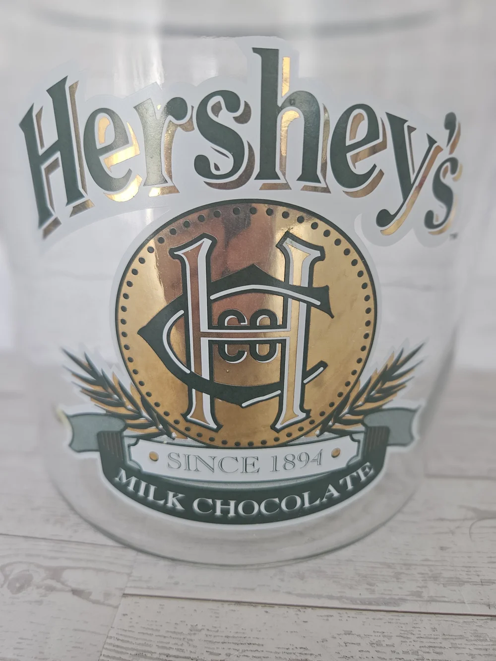 Vintage Hershey's Milk Chocolate Glass Counter Display Jar 1894 MINT